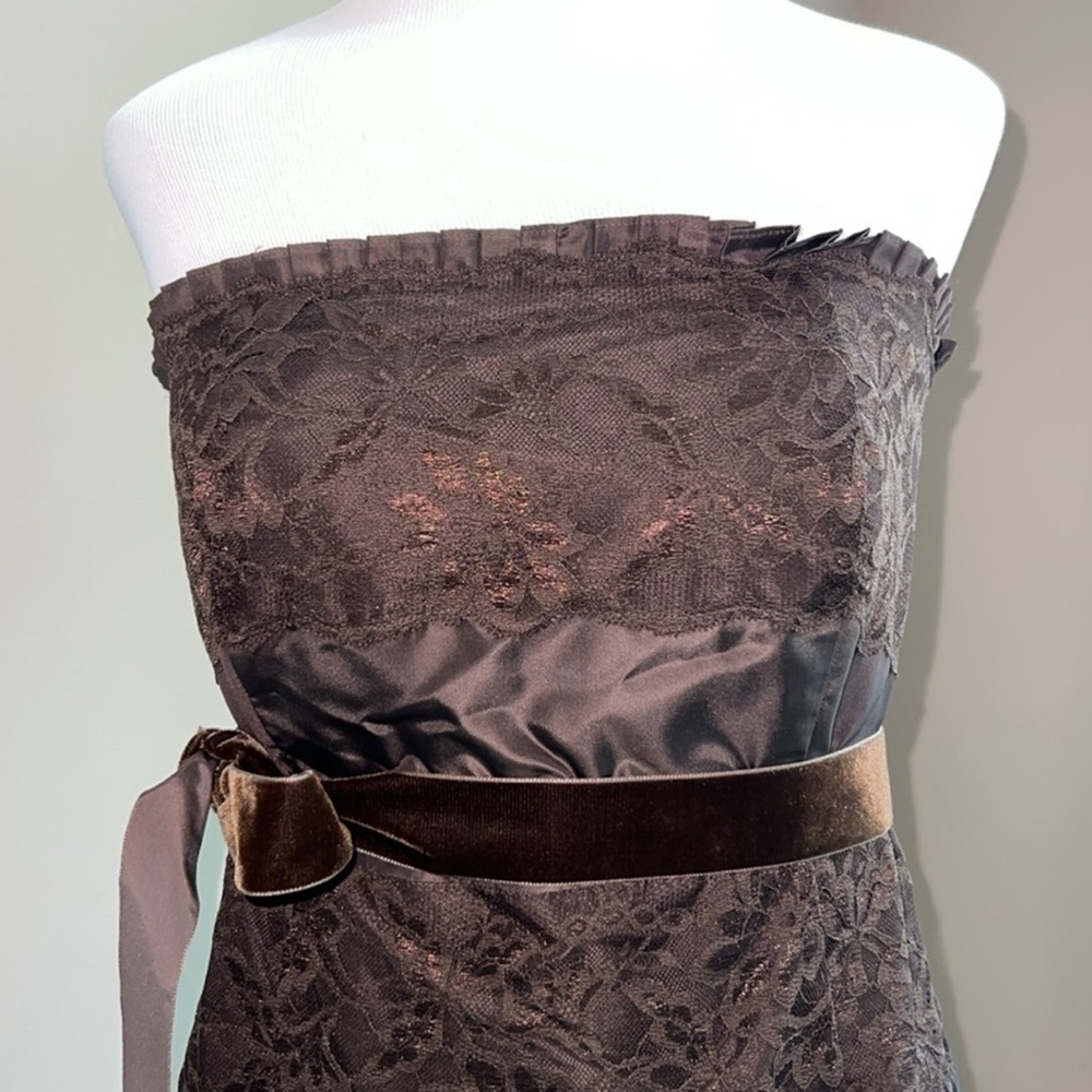 Banana Republic Chocolate Brown Silk and Lace Strapless Dress size 0